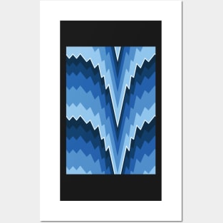 Bargello flame stitch scallops blue Posters and Art